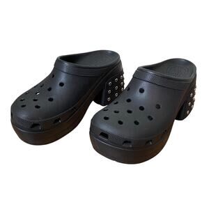 CROCS Siren Studded Platform Clog Slip-On Black Chunky Alt Goth W 11 M 9